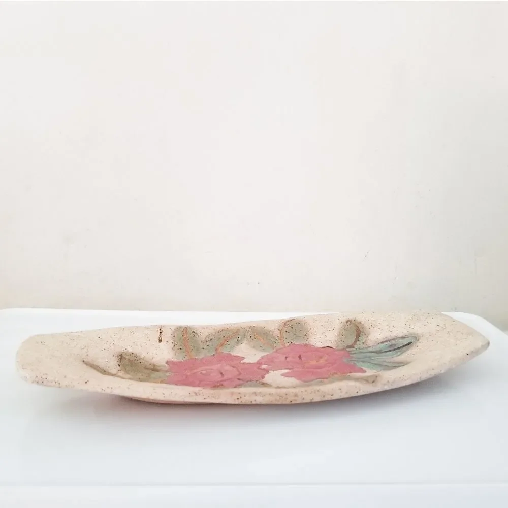Trinket dish pottery vintage artist signed